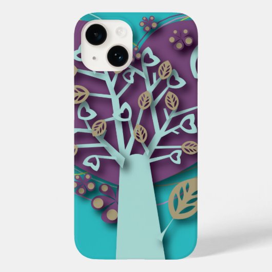 ハートの花が咲く木のレトロラブ&ロマンス Case-Mate iPhoneケース (裏面)
