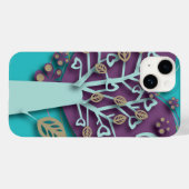 ハートの花が咲く木のレトロラブ&ロマンス Case-Mate iPhoneケース (裏面 (横))