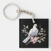 ハートの花と鳩 キーホルダー (正面)