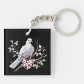ハートの花と鳩 キーホルダー (裏面)