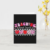 ハートの花のバレンタインガール 女性教師 カード (黄色い花)