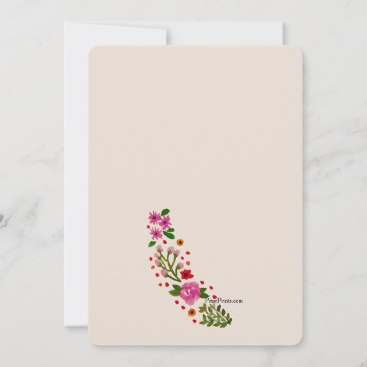 ハートの花のリースのバレンタインのパーティの招待状 招待状 (裏面)