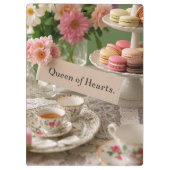 ハートの花の優雅なティーカップの女王 クリップボード (裏面)