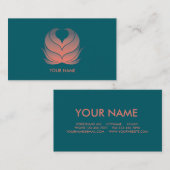 ハートの花の名刺の珊瑚の緑 名刺 (正面/裏面)