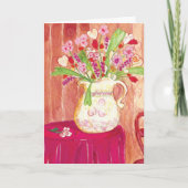 ハートの花の絵の空白カード カード (正面)