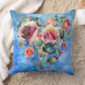 ハートの花の青い大理石のファッション装飾 クッション (ブランケット)