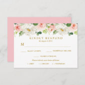 ハートの花の食事の選択の返信カード 出欠カード (正面/裏面)