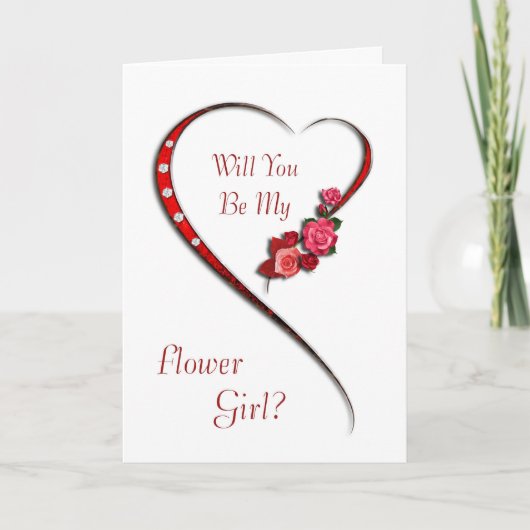 ハートの花嫁の花飾りガール 招待状 (正面)