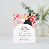 ハートの花嫁及び新郎の保存日付の招待状 セーブザデート (スタンド正面)