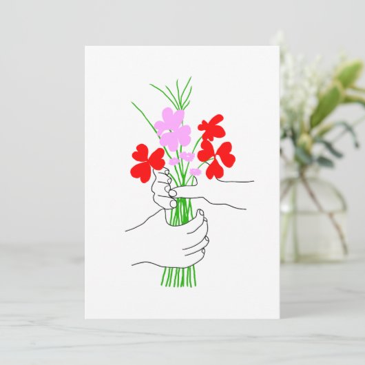 ハートの花束のバレンタインカード カード (スタンド正面)