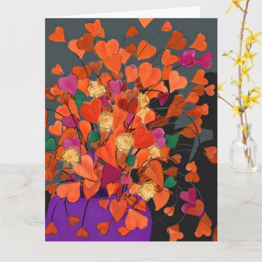 ハートの花束の誕生日 カード (黄色い花)