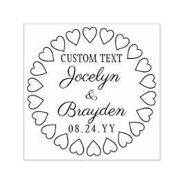 ハートの花環 ウェディング サンクス または セーブ・ザ・デート セルフインキングスタンプ