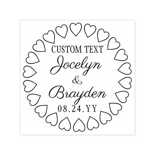 ハートの花環 ウェディング サンクス または セーブ・ザ・デート セルフインキングスタンプ (デザイン)