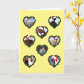 ハートの花輪のクリスマスチキン カード (黄色い花)