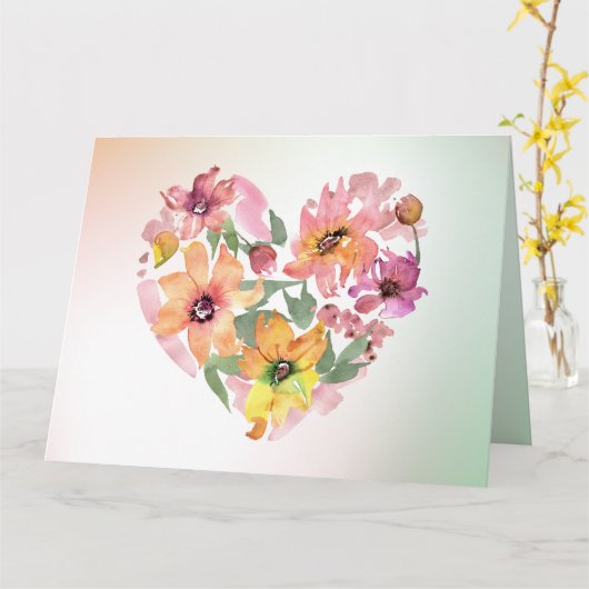 ハートの花 カード (黄色い花)