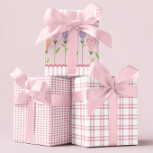 ハートの花 ストライプ ラッピングペーパーシート