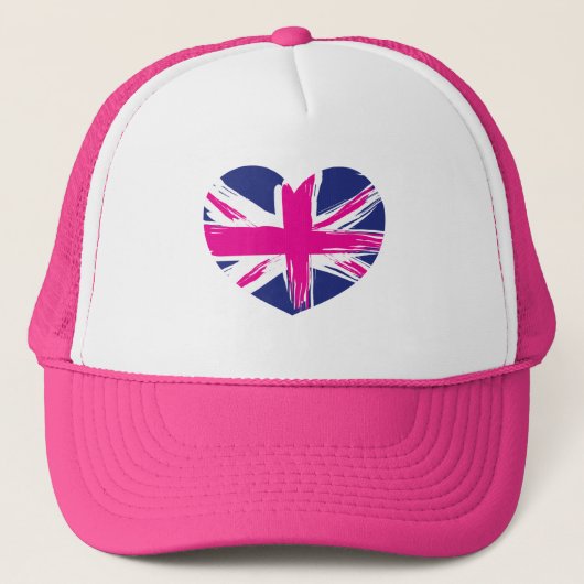 ハートの英国国旗の旗の帽子か帽子 キャップ (正面)