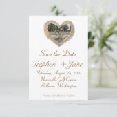 ハートの茶色の境界スワン Save the Date カード (スタンド正面)