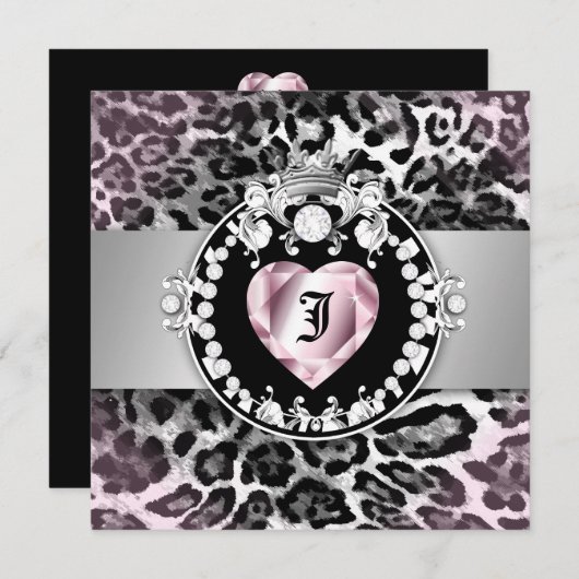 ハートの菓子16の311ヒョウTiqueのキスの女王 招待状 (正面/裏面)