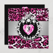 ハートの菓子16熱いPinの311頭のヒョウTiqueの女王 招待状 (正面/裏面)