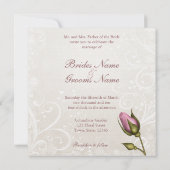 ハートの華麗さのばら色の結婚式招待状 招待状 (裏面)