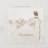 ハートの華麗さのばら色の結婚式招待状 招待状 (正面/裏面)