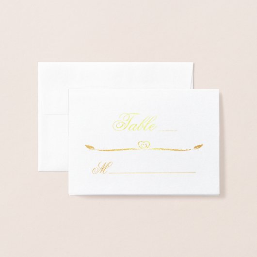 ハートの華麗さの結婚式ホイルの座席表 箔カード (封筒付き正面)