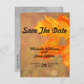 ハートの落ち葉でお知らせ ウェディングのご案内 案内ポストカード (正面/裏面)