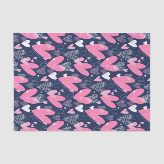 ハートの落書きスケッチパターン バレンタインデー 薄葉紙 (正面)