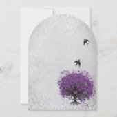 ハートの葉のナスの木のヴィンテージの結婚鳥 招待状 (正面)