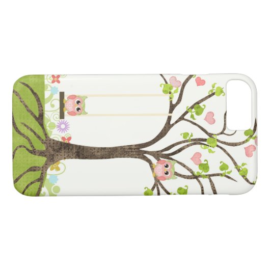 ハートの葉の渦巻お洒落でかわいいフクロウの生命の樹 Case-Mate iPhoneケース (裏面(横))