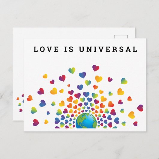 ハートの虹のデザイン シーズンポストカード (正面/裏面)