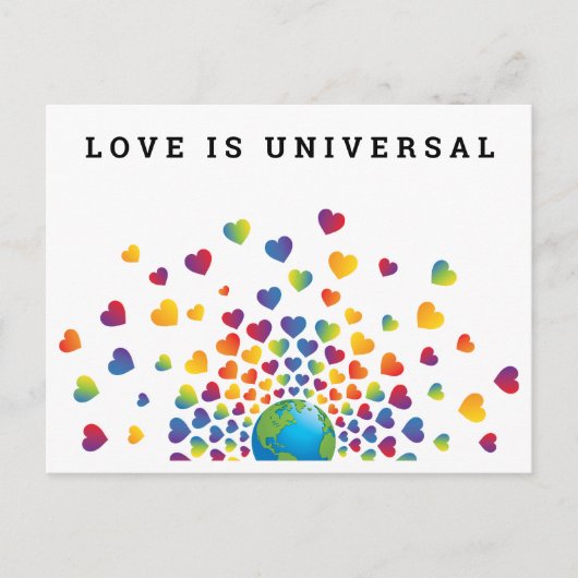 ハートの虹のデザイン シーズンポストカード (正面)