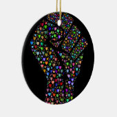 ハートの虹の握りこぶし セラミックオーナメント (右)