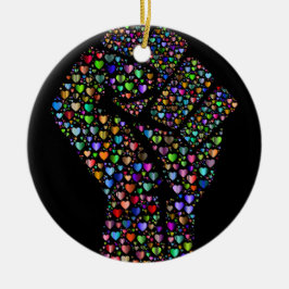 ハートの虹の握りこぶし セラミックオーナメント