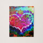 ハートの虹の絞り染めのギフトのコレクションのヒッピー ジグソーパズル (縦)