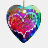 ハートの虹の絞り染めのギフトのコレクションのヒッピー セラミックオーナメント (右)
