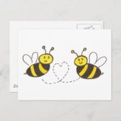 ハートの蜂蜜の蜂 ポストカード (正面/裏面)