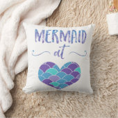 ハートの装飾用クッションのかわいい紫色およびティール（緑がかった色）の人魚 クッション (ブランケット)