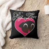 ハートの装飾用クッションのパグ愛黒のパグ クッション (ブランケット)