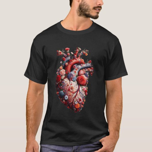 ハートの解剖学図 ハート Tシャツ (正面)