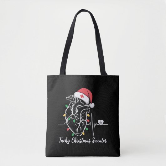 ハートの解剖学 クリスマス ナース 心臓疾患頻拍 クリスマス トートバッグ (正面)