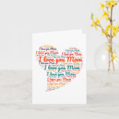 ハートの言葉アート マザーズデー カード 「お母さん愛してる」 (黄色い花)