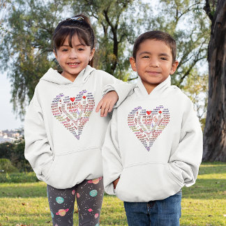ハートの言葉ガールズフード付きスウェットシャツ
