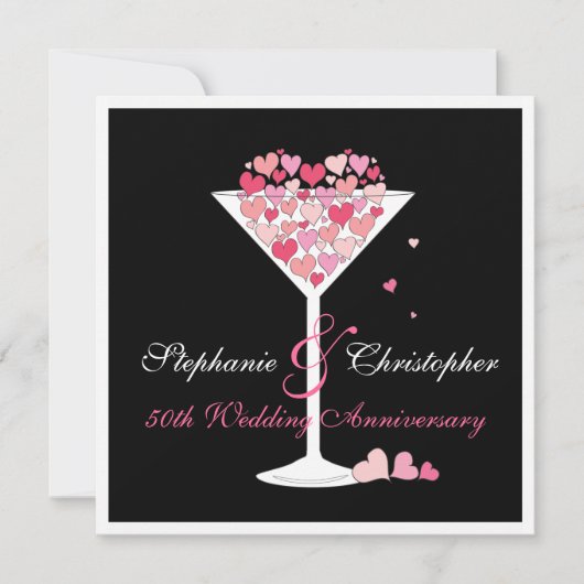 ハートの記念日パーティー招待状 招待状 (正面)