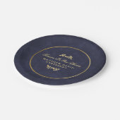 ハートの記念物のプレートの永久に濃紺及び金ゴールド ペーパープレート (アングル)