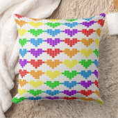 ハートの詳細:レインボーC2Cクロシェハートスロー クッション (ブランケット)