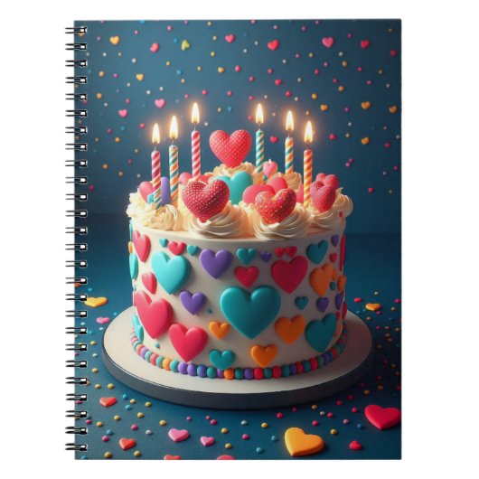 ハートの誕生日ケーキ ノートブック (正面)