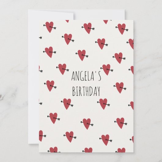 ハートの誕生日 招待状 (正面)