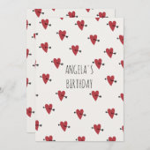 ハートの誕生日 招待状 (正面/裏面)